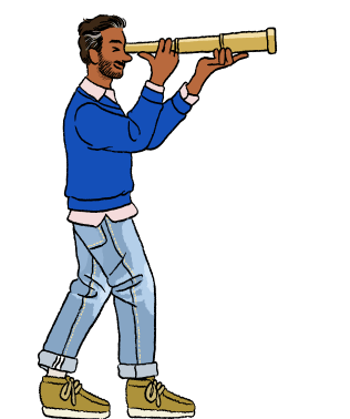 illustration personne avec une longue vue